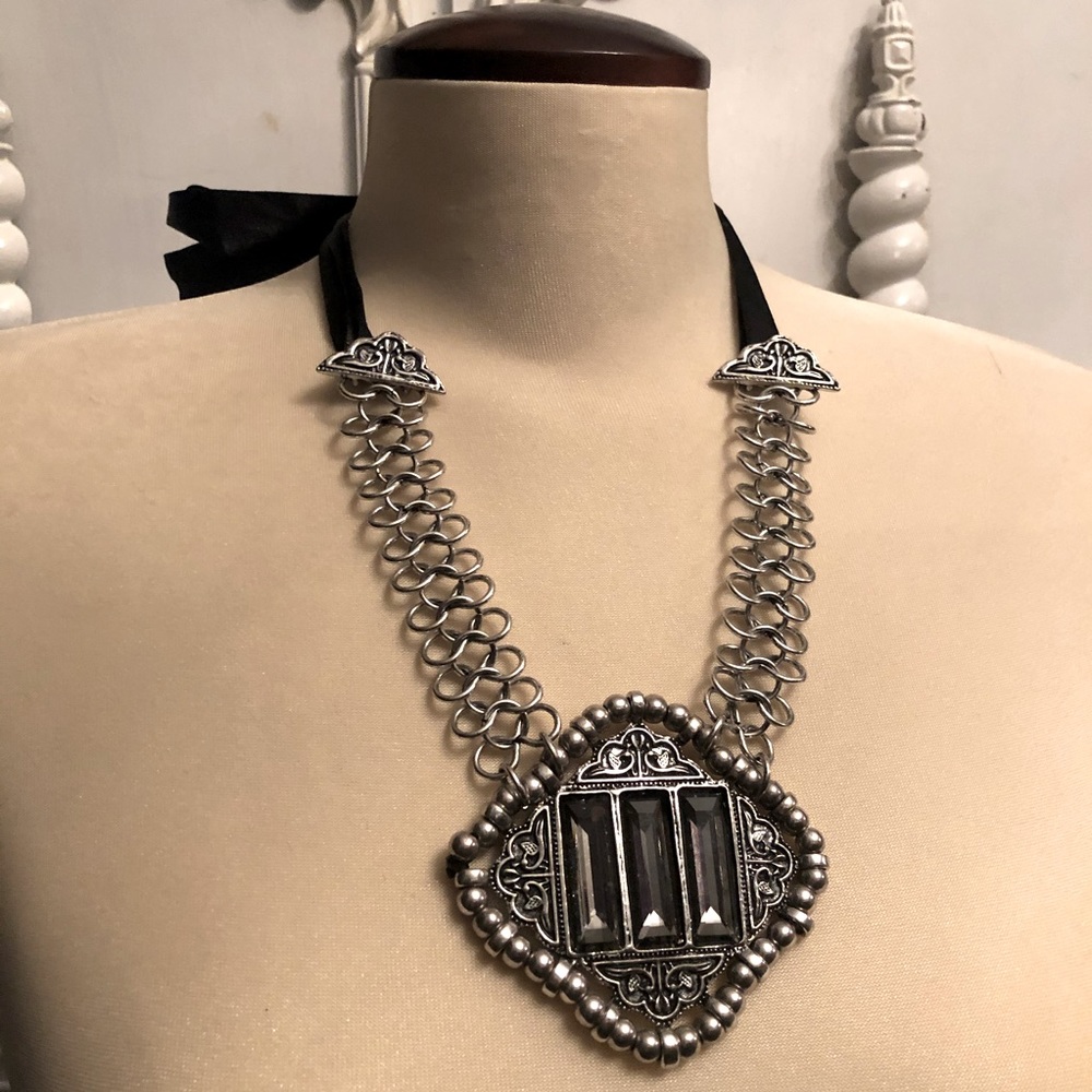 Silver X Black Necklace